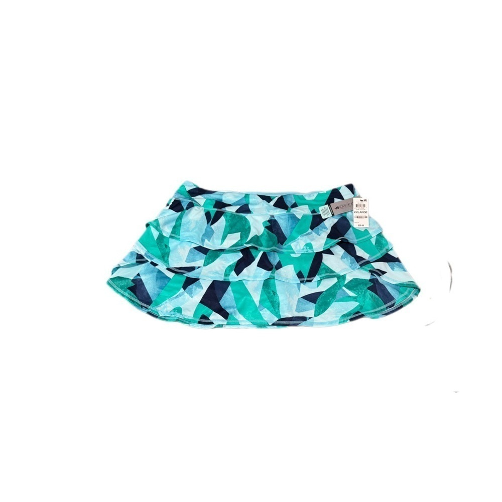 Ideology Blue Green Patterned Mini Skirt